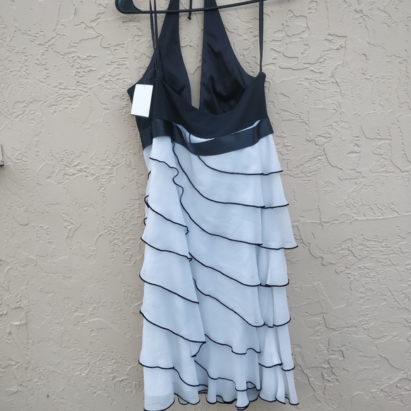 NWT Black & White halter ruffled bling event dress - Picture 3 of 9